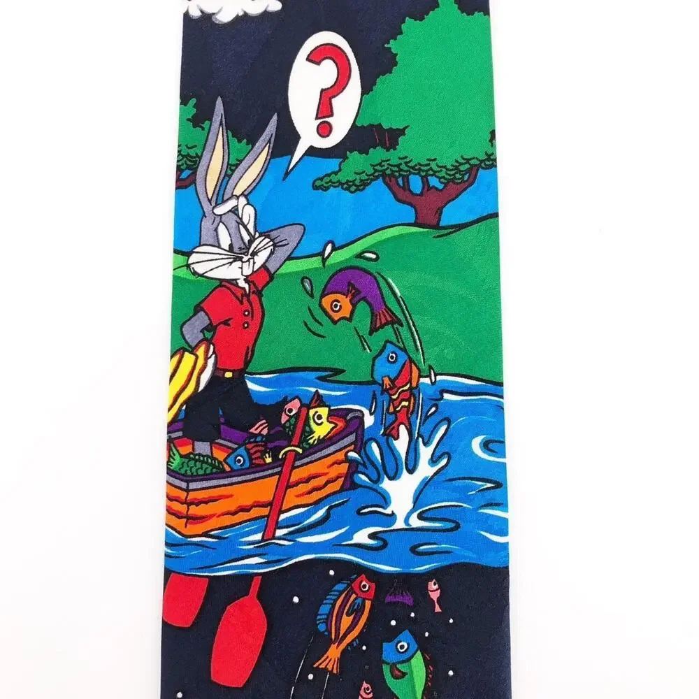 90s Looney Tunes Mania fishing neck tie 1990s vintage